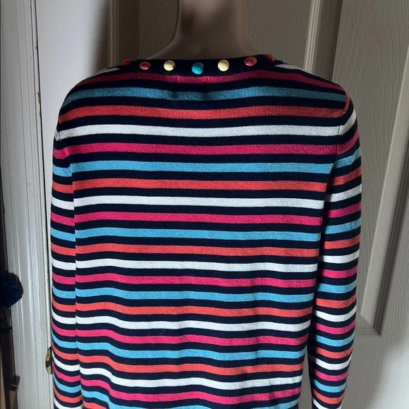 Ruby Rd. Navy Multi-Color Striped Cardigan - Picture 4 of 9